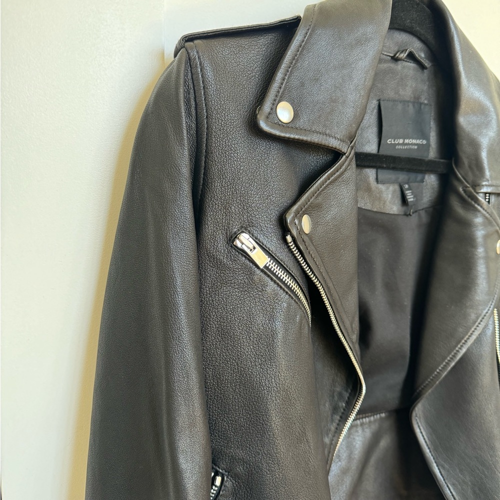 100% Leather Club Monaco Gracella Moto Biker Jacket - Picture 3 of 5